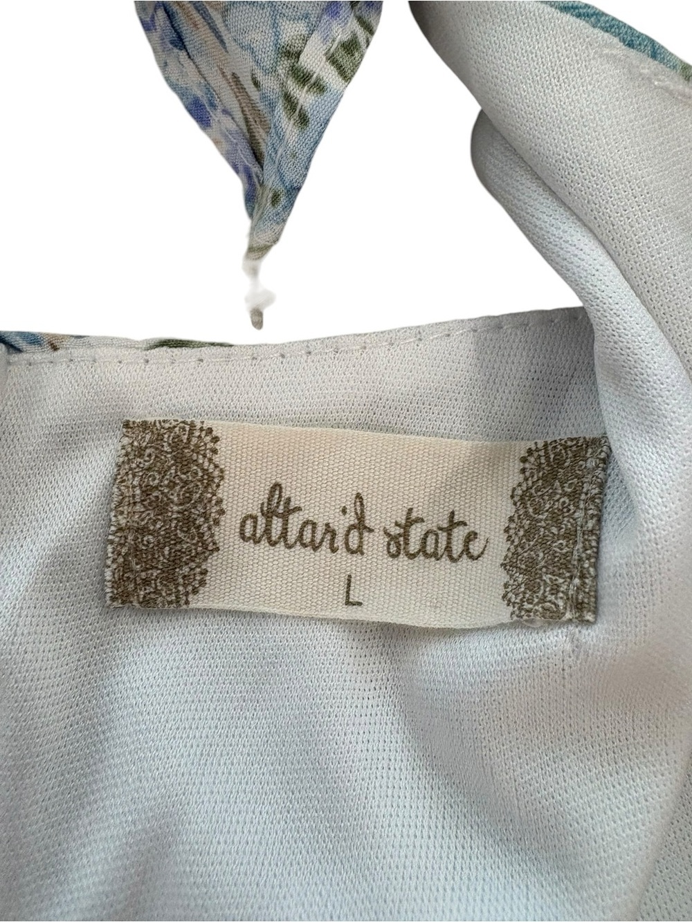 Altar’d State Blue Floral Ruffle Tiered Mini Dress Size L Cottagecore - Picture 3 of 3